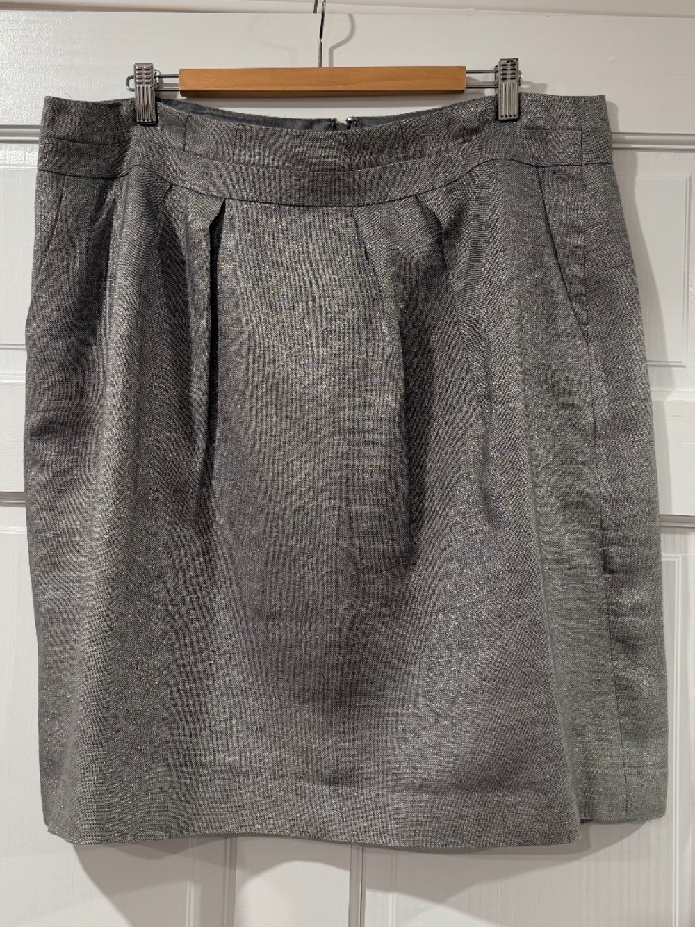 Talbots Silver Metallic Linen Skirt - Size 18